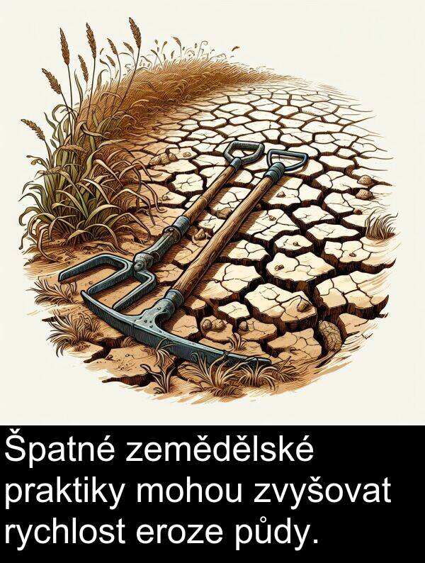 eroze: Špatné zemědělské praktiky mohou zvyšovat rychlost eroze půdy.