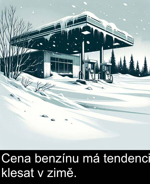 zimě: Cena benzínu má tendenci klesat v zimě.