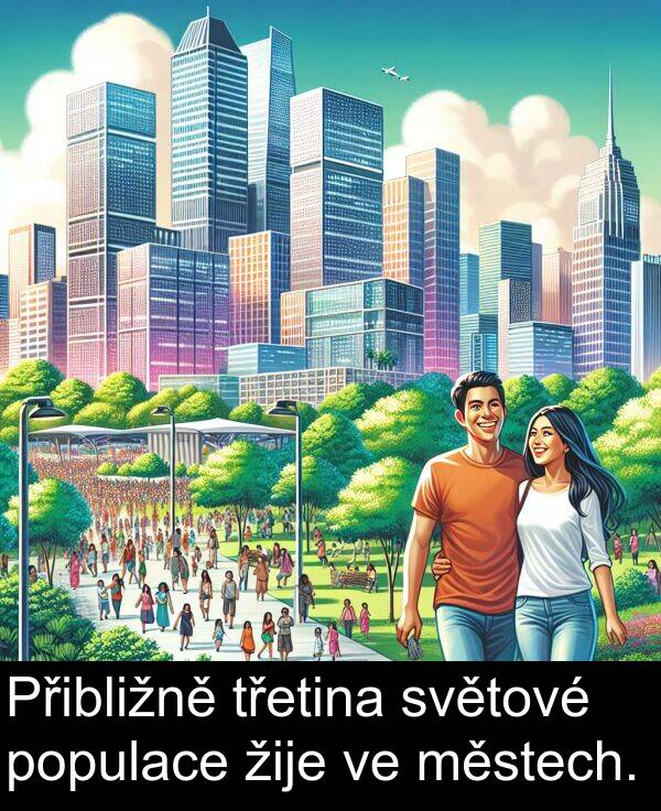 žije: Přibližně třetina světové populace žije ve městech.