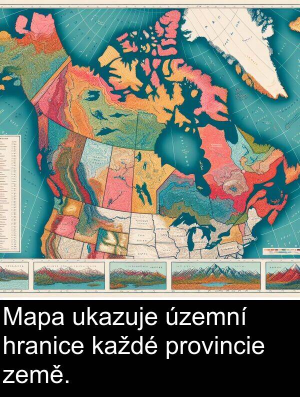 země: Mapa ukazuje územní hranice každé provincie země.
