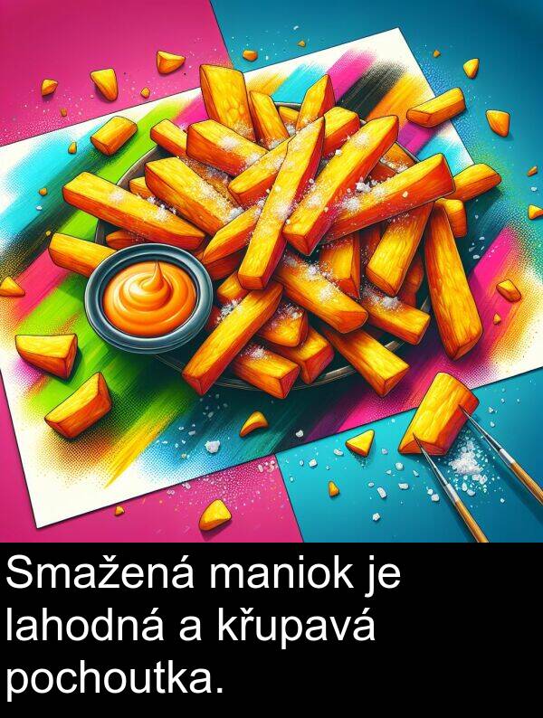 maniok: Smažená maniok je lahodná a křupavá pochoutka.