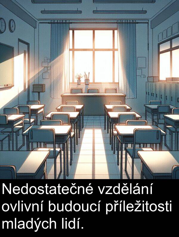 příležitosti: Nedostatečné vzdělání ovlivní budoucí příležitosti mladých lidí.