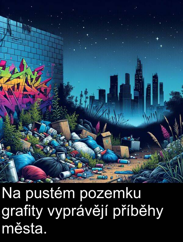 grafity: Na pustém pozemku grafity vyprávějí příběhy města.