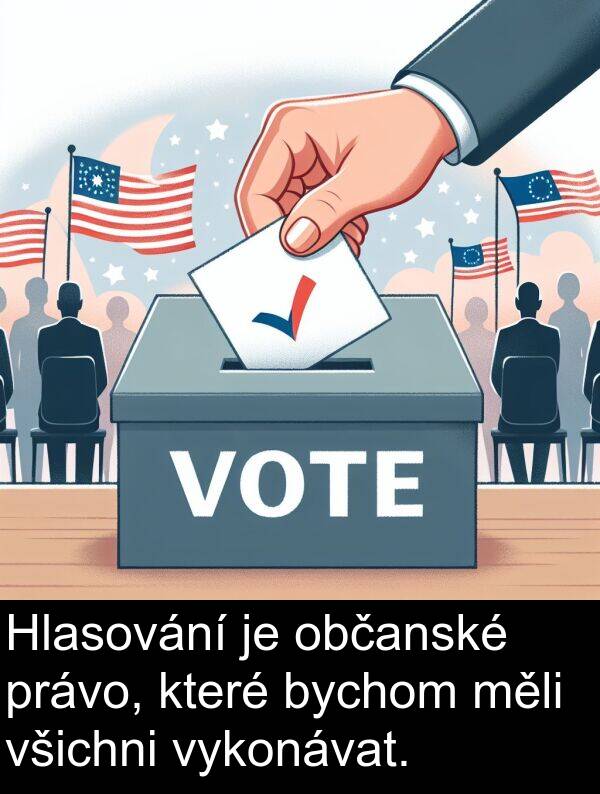 občanské: Hlasování je občanské právo, které bychom měli všichni vykonávat.