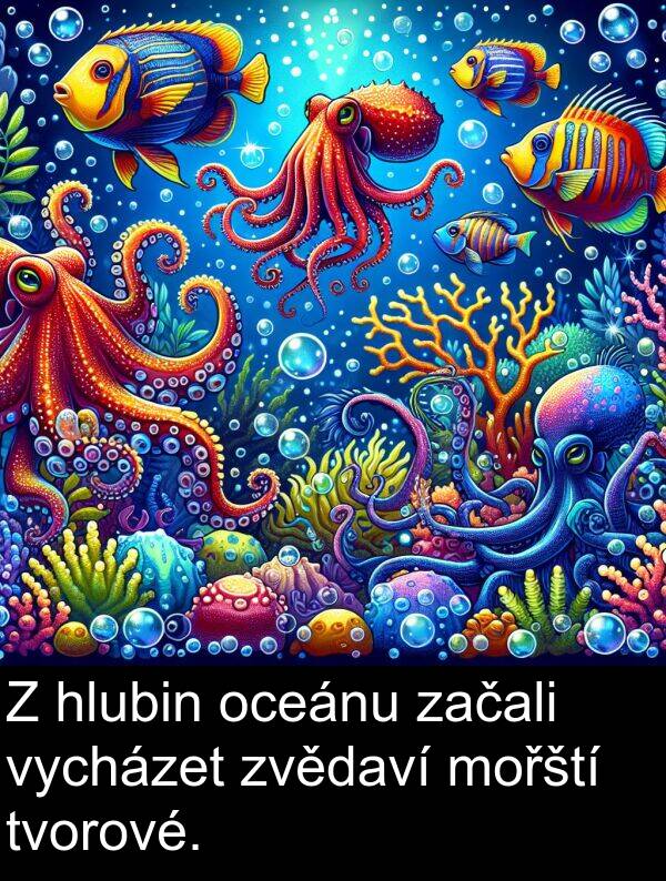 začali: Z hlubin oceánu začali vycházet zvědaví mořští tvorové.