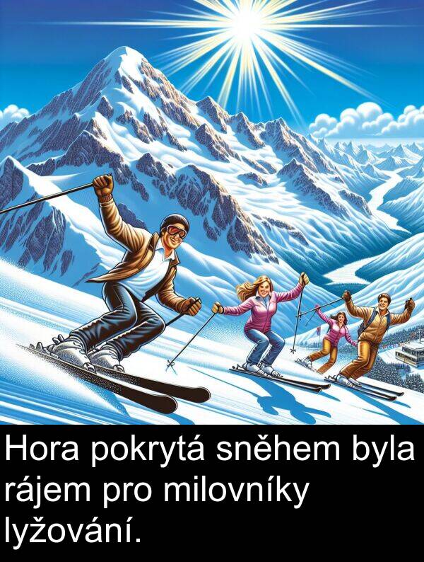milovníky: Hora pokrytá sněhem byla rájem pro milovníky lyžování.
