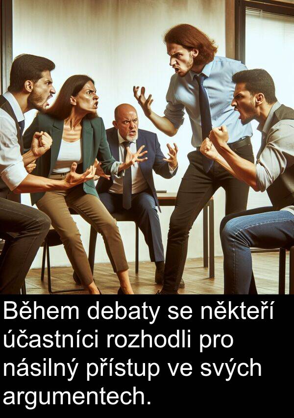 účastníci: Během debaty se někteří účastníci rozhodli pro násilný přístup ve svých argumentech.