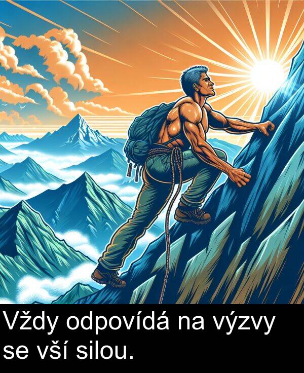silou: Vždy odpovídá na výzvy se vší silou.