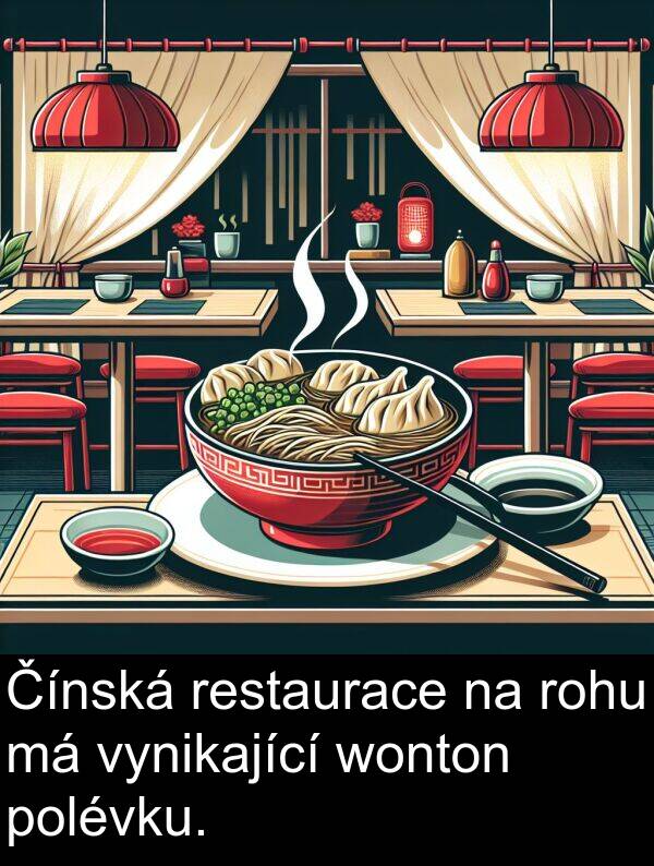 wonton: Čínská restaurace na rohu má vynikající wonton polévku.