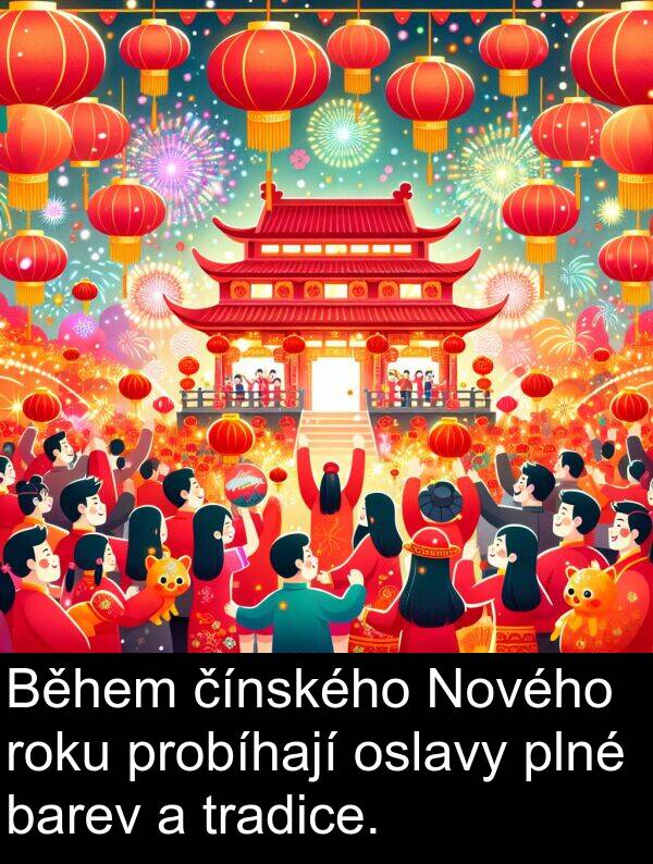 čínského: Během čínského Nového roku probíhají oslavy plné barev a tradice.