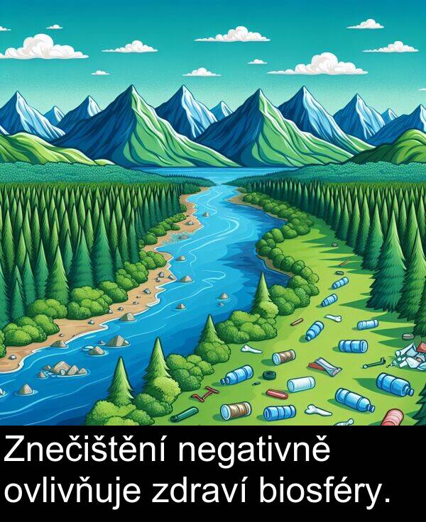 zdraví: Znečištění negativně ovlivňuje zdraví biosféry.