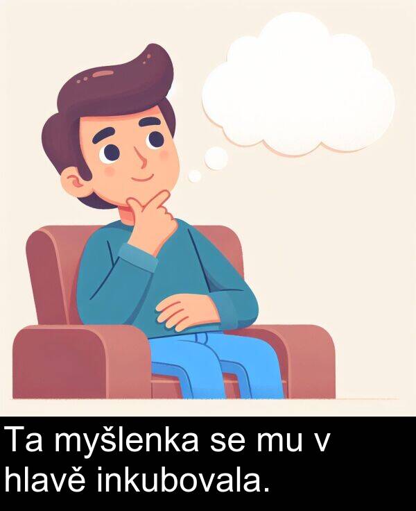 hlavě: Ta myšlenka se mu v hlavě inkubovala.