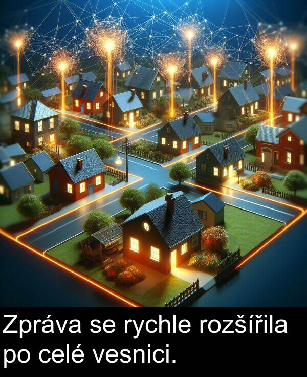 celé: Zpráva se rychle rozšířila po celé vesnici.