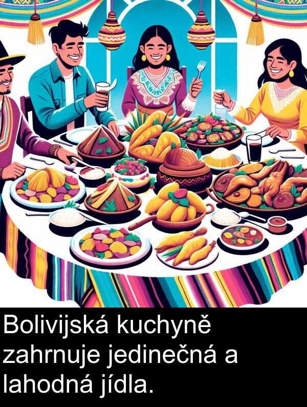 zahrnuje: Bolivijská kuchyně zahrnuje jedinečná a lahodná jídla.