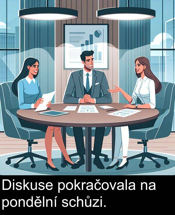 pondělní: Diskuse pokračovala na pondělní schůzi.