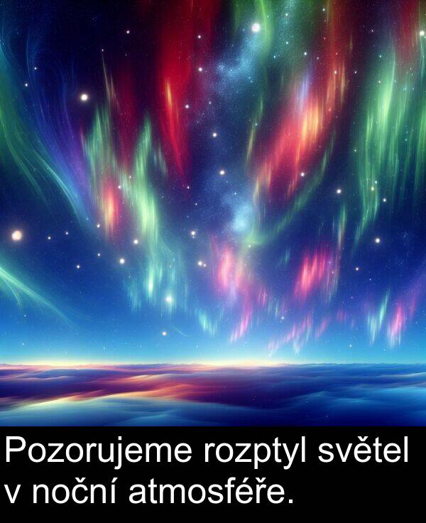 atmosféře: Pozorujeme rozptyl světel v noční atmosféře.