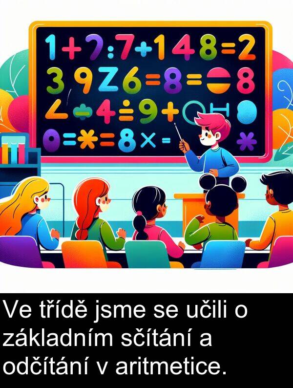 učili: Ve třídě jsme se učili o základním sčítání a odčítání v aritmetice.