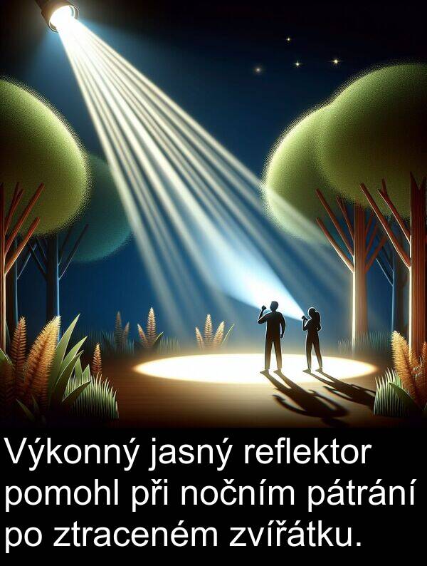 zvířátku: Výkonný jasný reflektor pomohl při nočním pátrání po ztraceném zvířátku.