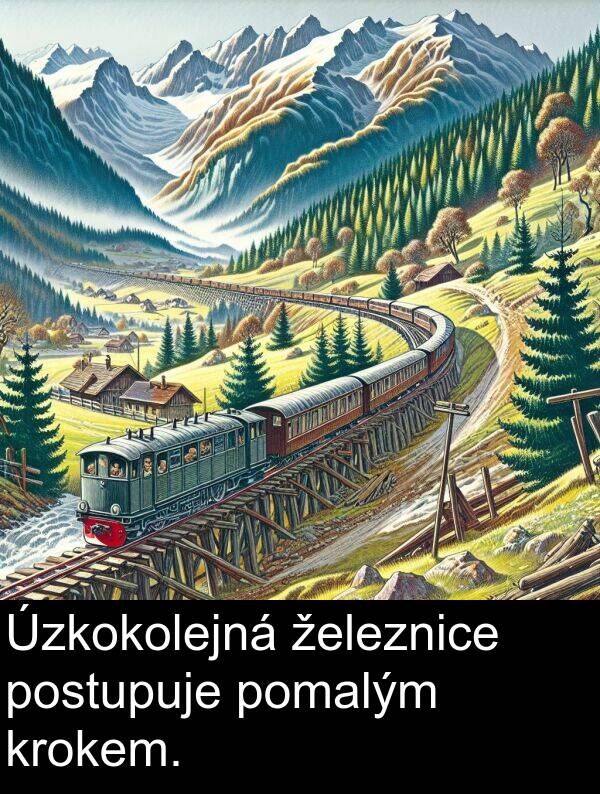 železnice: Úzkokolejná železnice postupuje pomalým krokem.