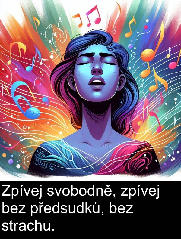 strachu: Zpívej svobodně, zpívej bez předsudků, bez strachu.