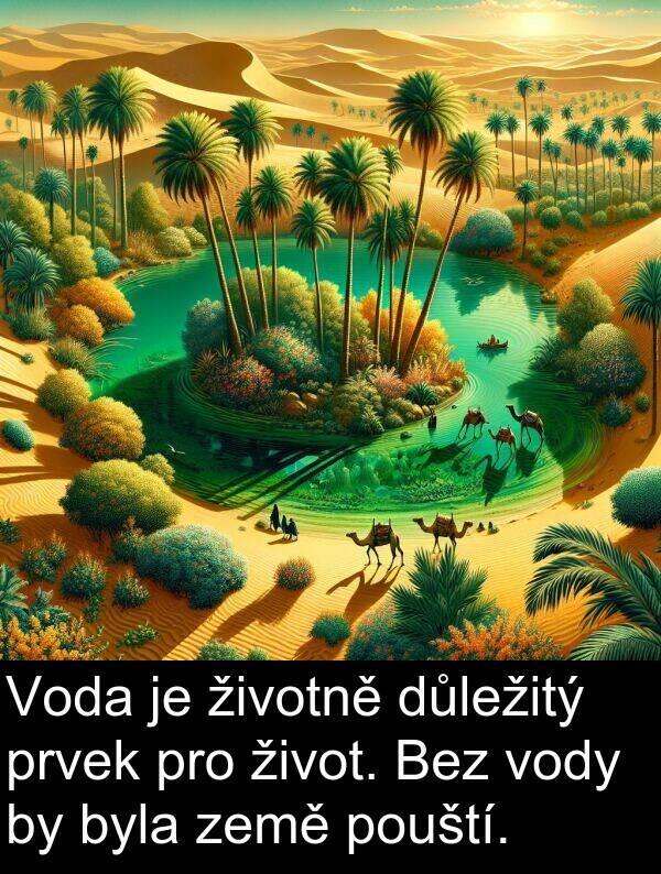 život: Voda je životně důležitý prvek pro život. Bez vody by byla země pouští.