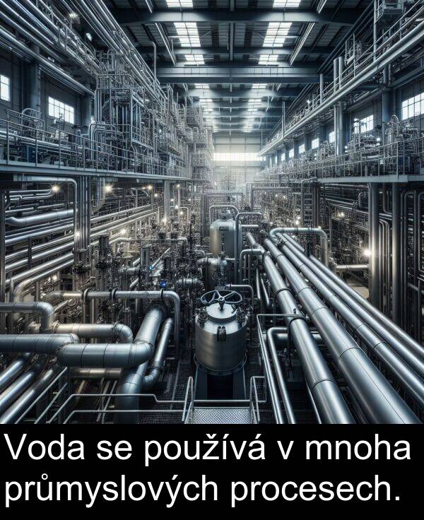 průmyslových: Voda se používá v mnoha průmyslových procesech.