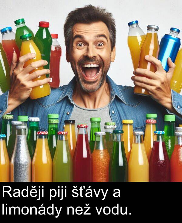 piji: Raději piji šťávy a limonády než vodu.