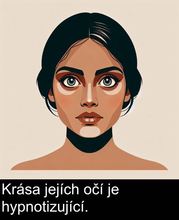 jejích: Krása jejích očí je hypnotizující.
