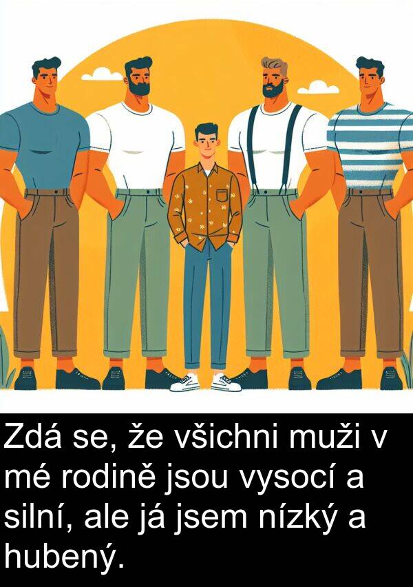 se: Zdá se, že všichni muži v mé rodině jsou vysocí a silní, ale já jsem nízký a hubený.