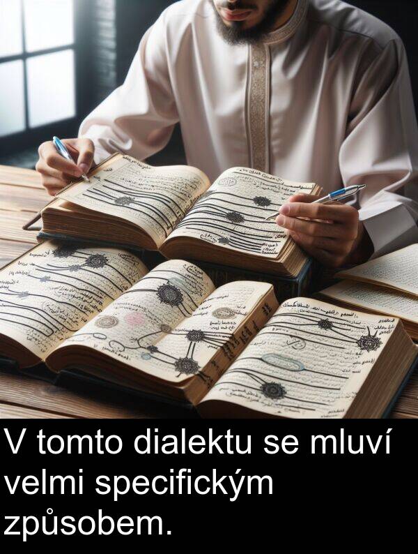 dialektu: V tomto dialektu se mluví velmi specifickým způsobem.