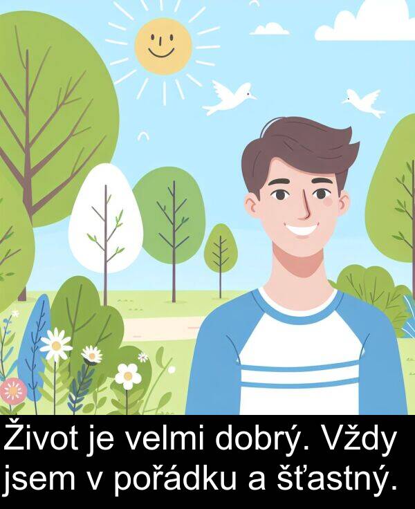 pořádku: Život je velmi dobrý. Vždy jsem v pořádku a šťastný.