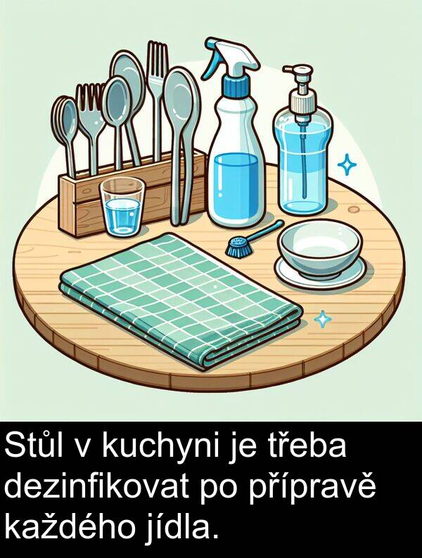přípravě: Stůl v kuchyni je třeba dezinfikovat po přípravě každého jídla.