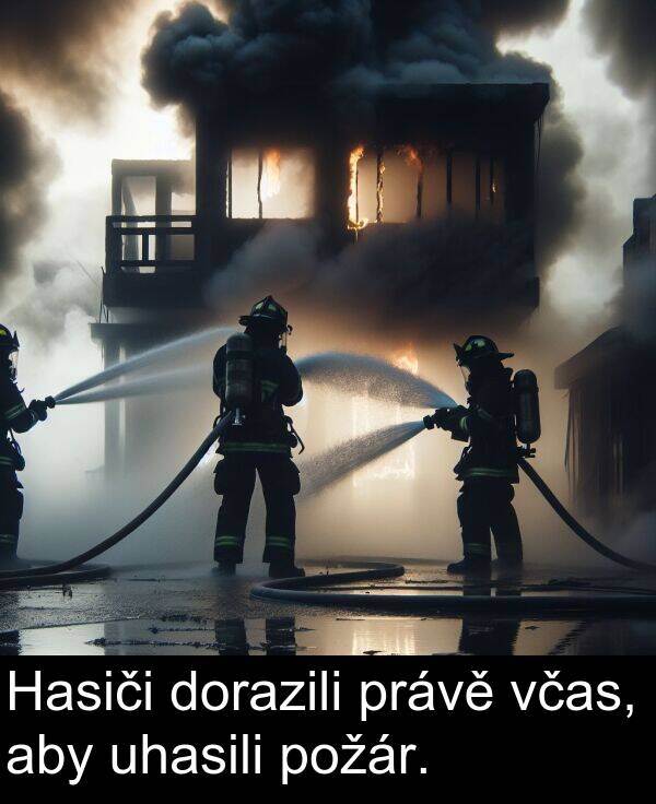 včas: Hasiči dorazili právě včas, aby uhasili požár.