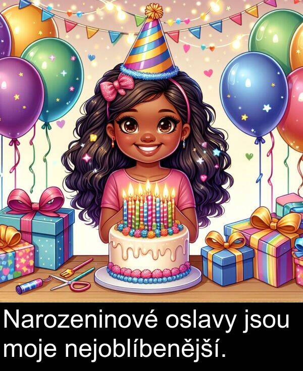 nejoblíbenější: Narozeninové oslavy jsou moje nejoblíbenější.