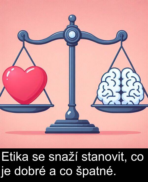 stanovit: Etika se snaží stanovit, co je dobré a co špatné.