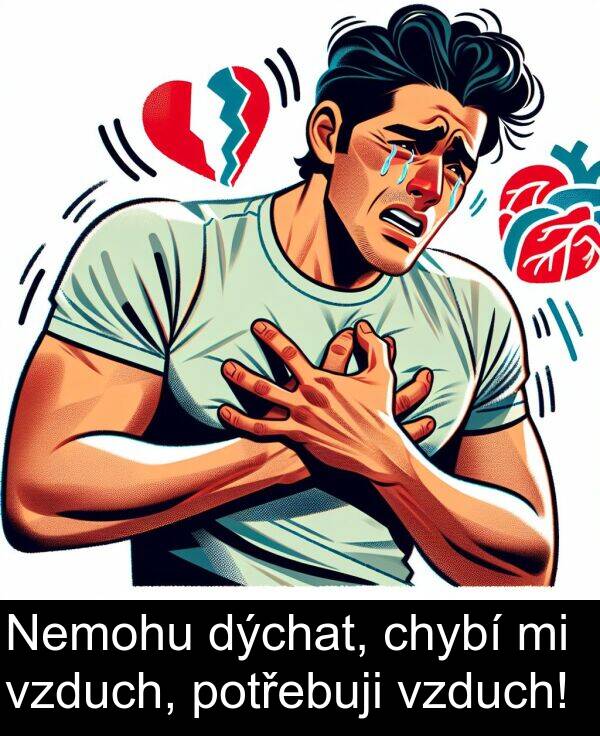 potřebuji: Nemohu dýchat, chybí mi vzduch, potřebuji vzduch!