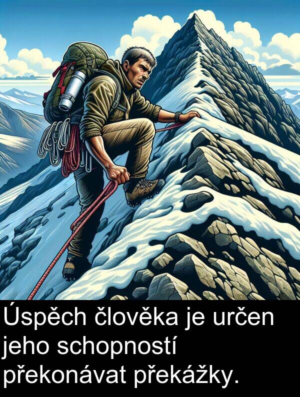 určen: Úspěch člověka je určen jeho schopností překonávat překážky.