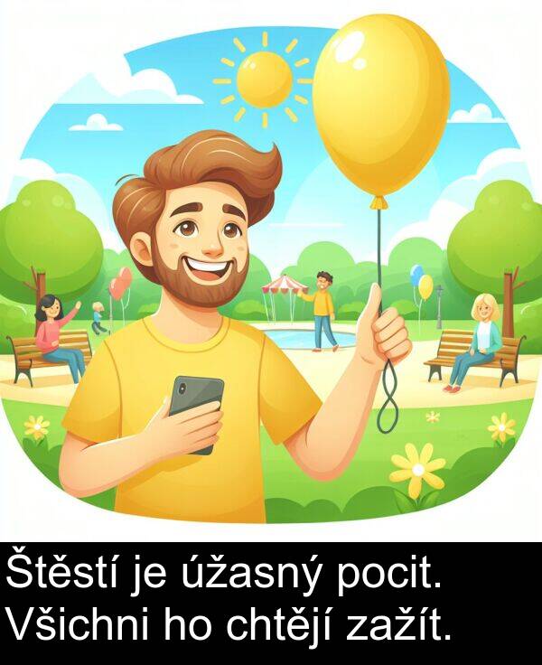 chtějí: Štěstí je úžasný pocit. Všichni ho chtějí zažít.