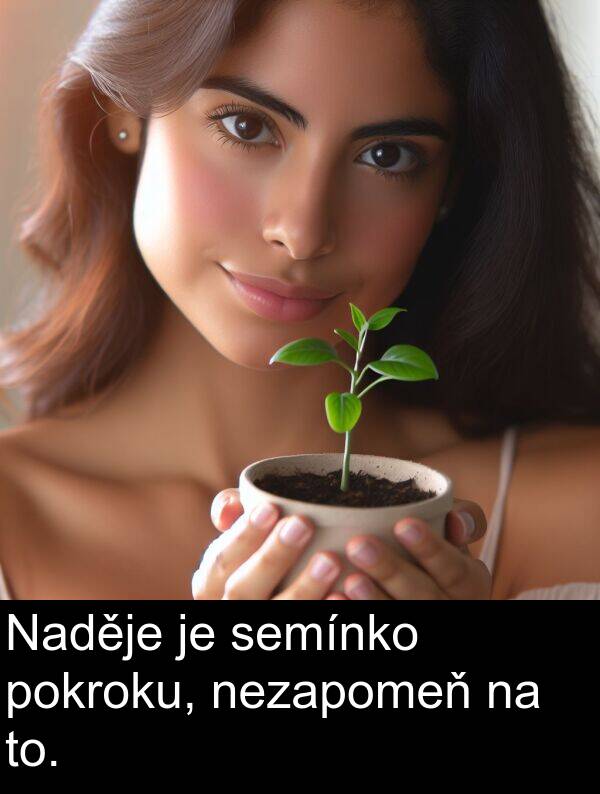 nezapomeň: Naděje je semínko pokroku, nezapomeň na to.