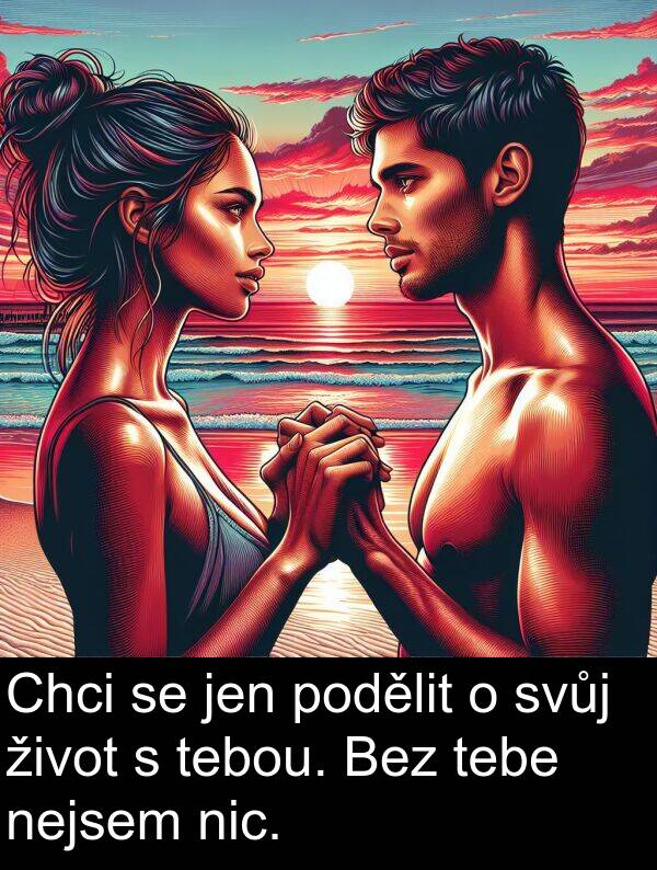tebou: Chci se jen podělit o svůj život s tebou. Bez tebe nejsem nic.