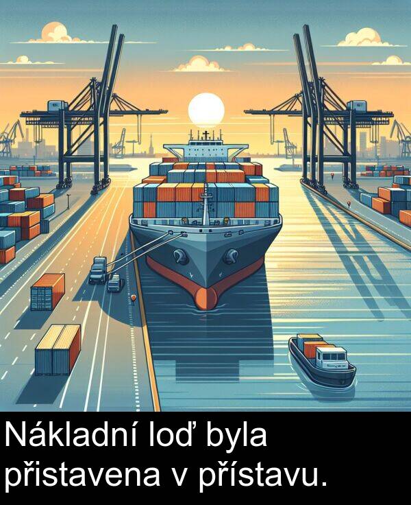 přístavu: Nákladní loď byla přistavena v přístavu.