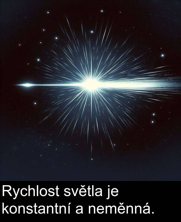 neměnná: Rychlost světla je konstantní a neměnná.