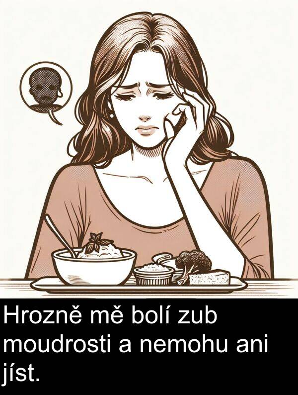 ani: Hrozně mě bolí zub moudrosti a nemohu ani jíst.