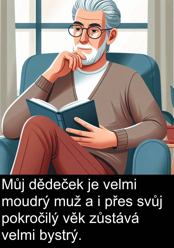 dědeček: Můj dědeček je velmi moudrý muž a i přes svůj pokročilý věk zůstává velmi bystrý.