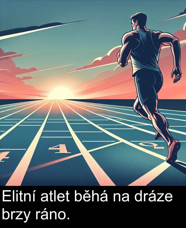 ráno: Elitní atlet běhá na dráze brzy ráno.