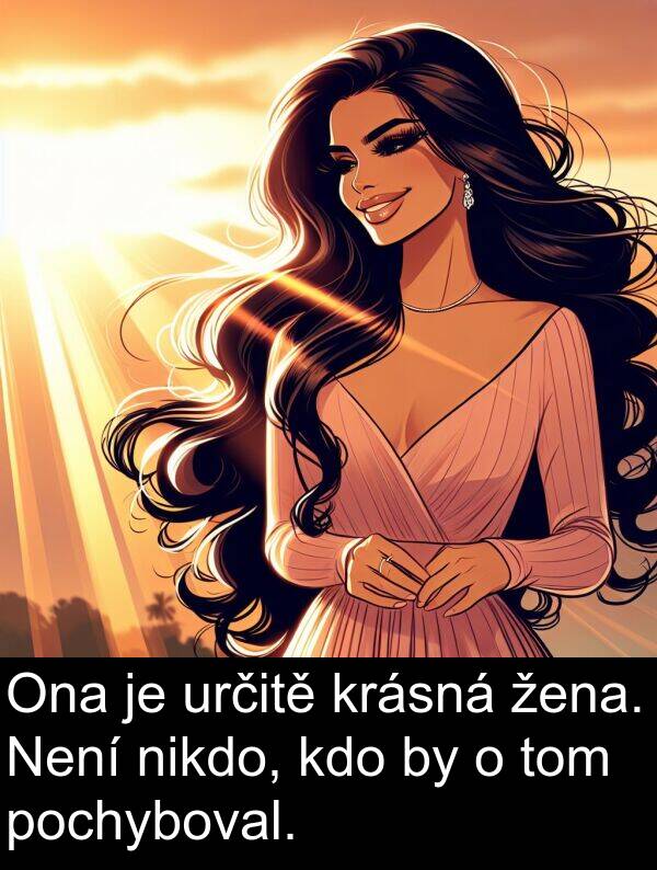 žena: Ona je určitě krásná žena. Není nikdo, kdo by o tom pochyboval.