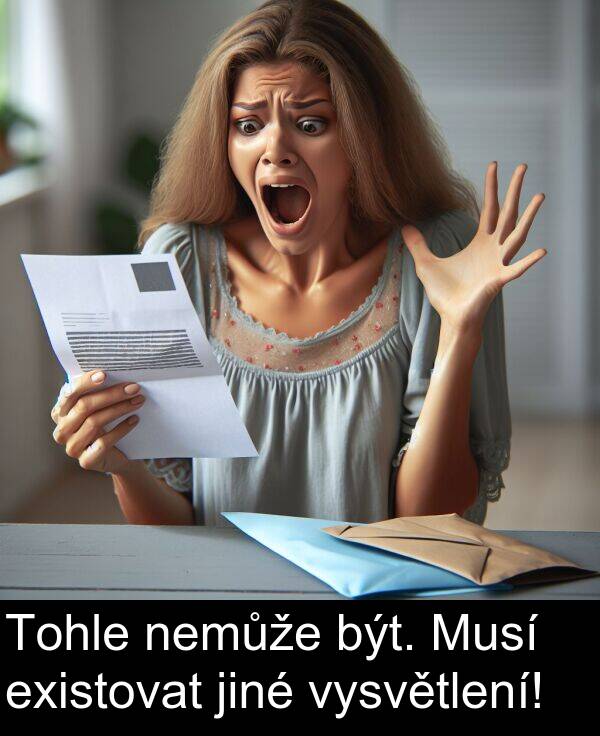existovat: Tohle nemůže být. Musí existovat jiné vysvětlení!