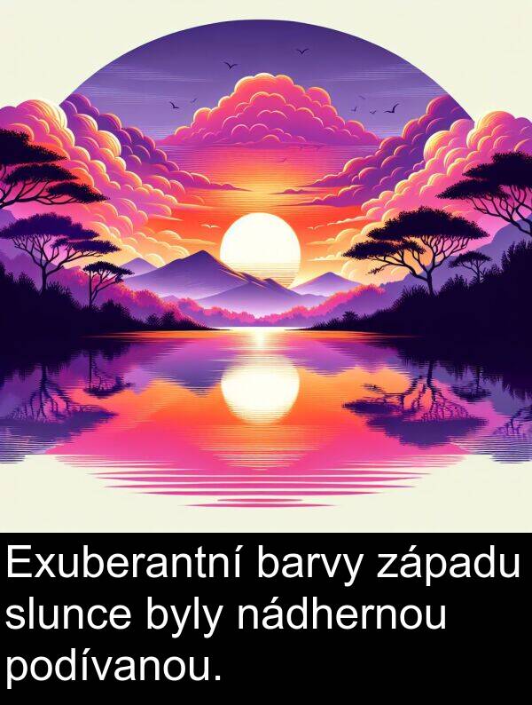 nádhernou: Exuberantní barvy západu slunce byly nádhernou podívanou.