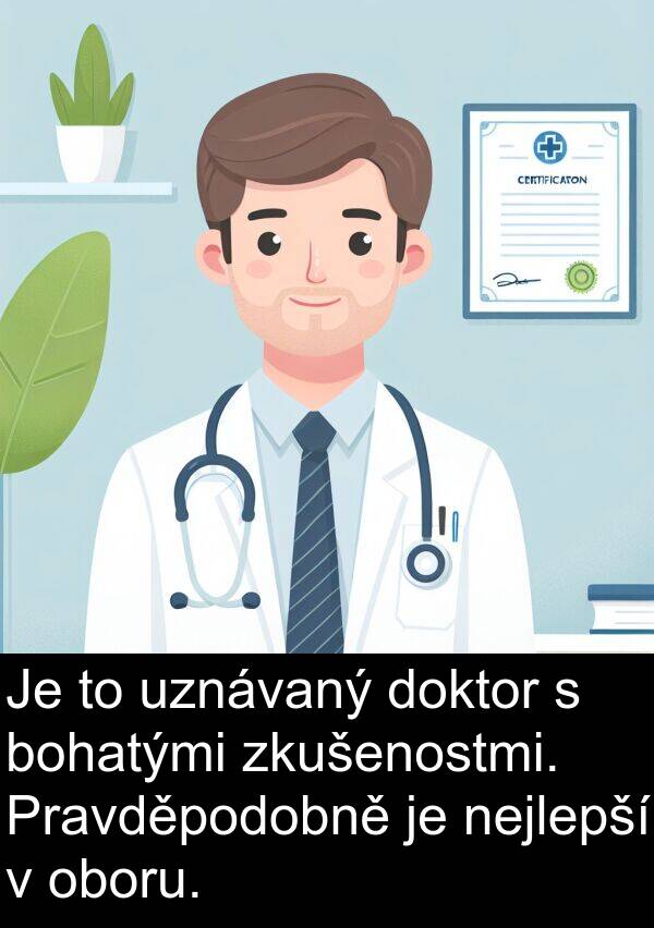 nejlepší: Je to uznávaný doktor s bohatými zkušenostmi. Pravděpodobně je nejlepší v oboru.