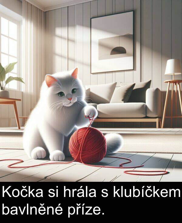 bavlněné: Kočka si hrála s klubíčkem bavlněné příze.